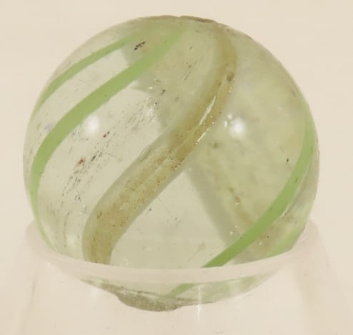 Clear Lutz Marble With Green Bands 3/4" (1 of 6)