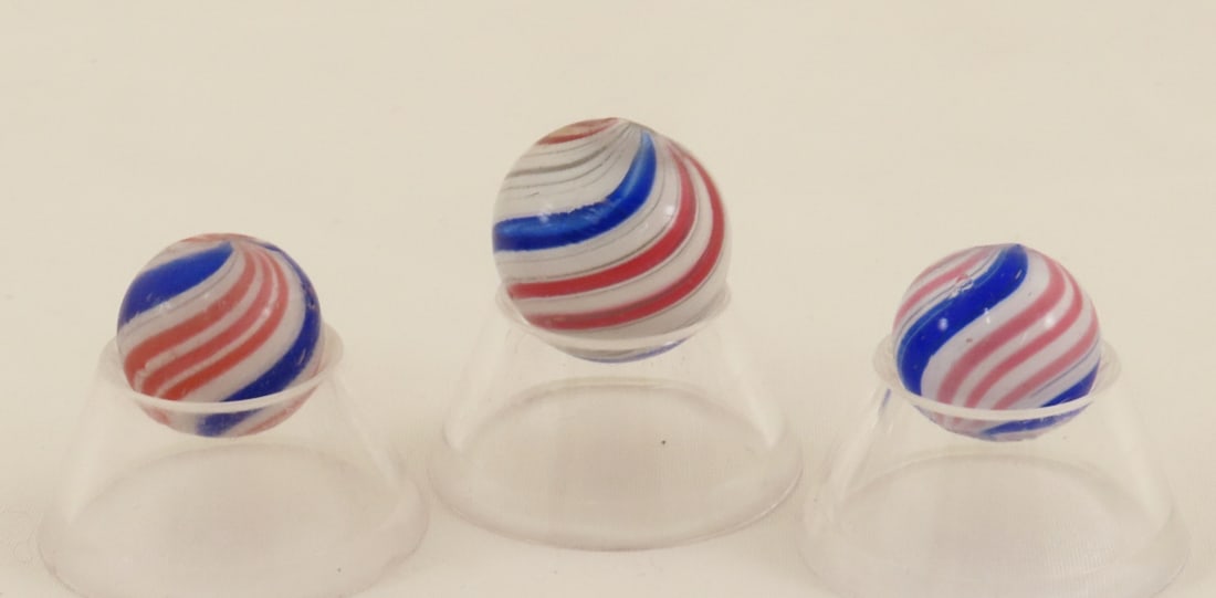 3 Handmade Peppermint Swirl Marbles 5/8 & 13/16" (1 of 19)