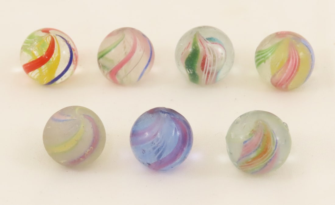 7 Handmade German Swirl Marbles 5/8" (1 of 19)