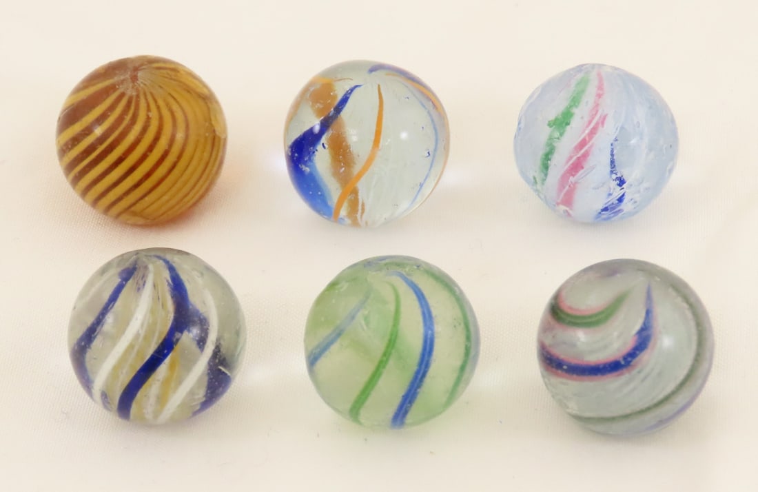 6 Handmade German Swirl Marbles 3/4" (1 of 19)