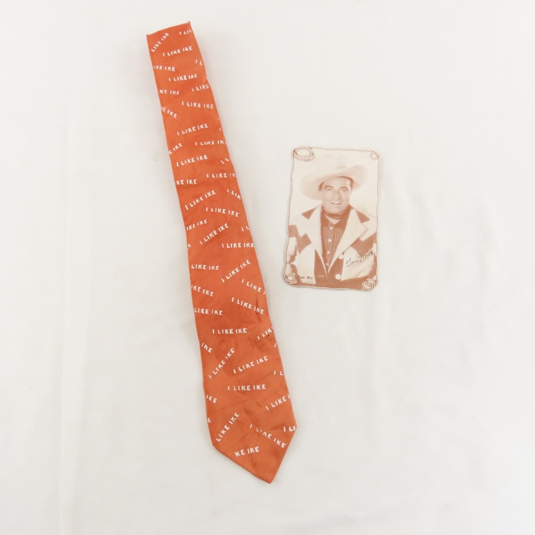 Tom Mix Card With Autograph, & I Like Ike Necktie (1 of 7)