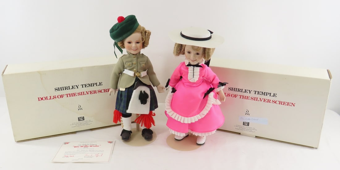 Shirley Temple Little Colonel & Wee Willie DM Doll: Shirley Temple Little Colonel & Wee Willie DM Doll - 1986 Danbury Mint Dolls of the Silver Screen 14" porcelain dolls in complete original outfits with stands in original boxes with COA's. Wee Willie
