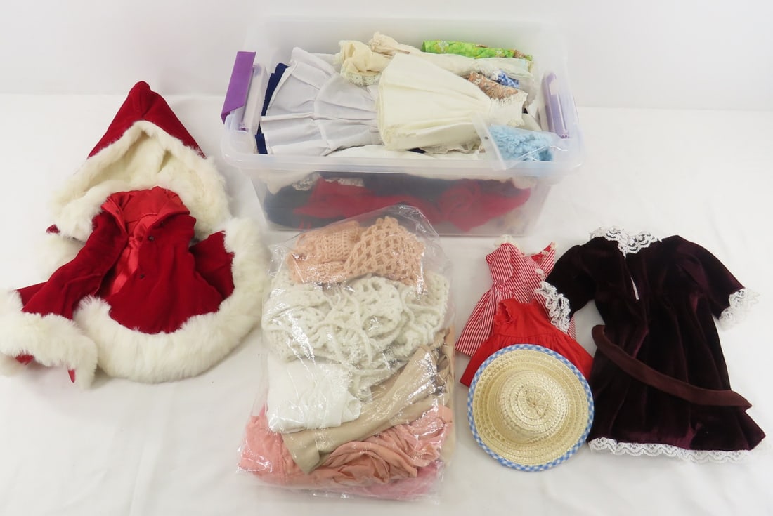 Assorted Doll & Baby Clothes- some hand knit: Assorted Doll & Baby Clothes- some hand knit - Photos are part of the description. Live Auctioneers only shows 20 photos per lot, Proxibid and Bid.ANewDayAuctions.com show all if there are more than 2