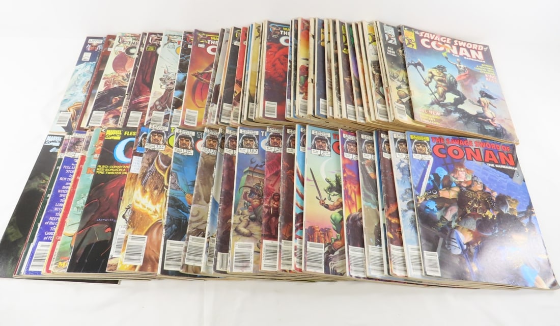 63 Savage Sword of Conan magazine style comics: 63 Savage Sword of Conan magazine style comics - 1974-1994 Included: Savage Sword of Conan #9, 11, 15, 23-24, 27-28, 30-32, 60-65, 69-70, 72, 76-77, 79-80, 82, 84-87, 89-95, 100, 105, 110, 114-120, 12