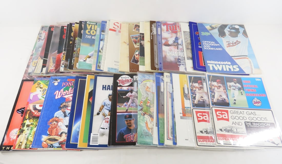 MN Twins, programs & other sports publications: MN Twins, programs & other sports publications - Photos are part of the description. Live Auctioneers only shows 20 photos per lot, Proxibid and Bid.ANewDayAuctions.com show all if there are more than