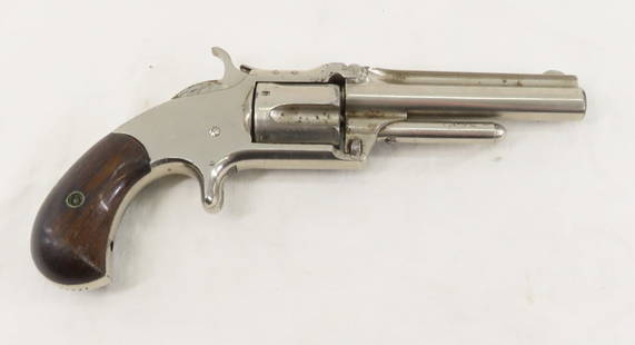 Smith & Wesson Mod 1 1/2 2nd Issue Revolver .32 RF: Smith & Wesson Mod 1 1/2 2nd Issue Revolver .32 RF - ANTIQUE SN# 41347,.32 S&W long rimfire, tip up, 5 shot fluted cylinder, 3.5" round ribbed barrel- top strap marked "SMITH & WESSON 