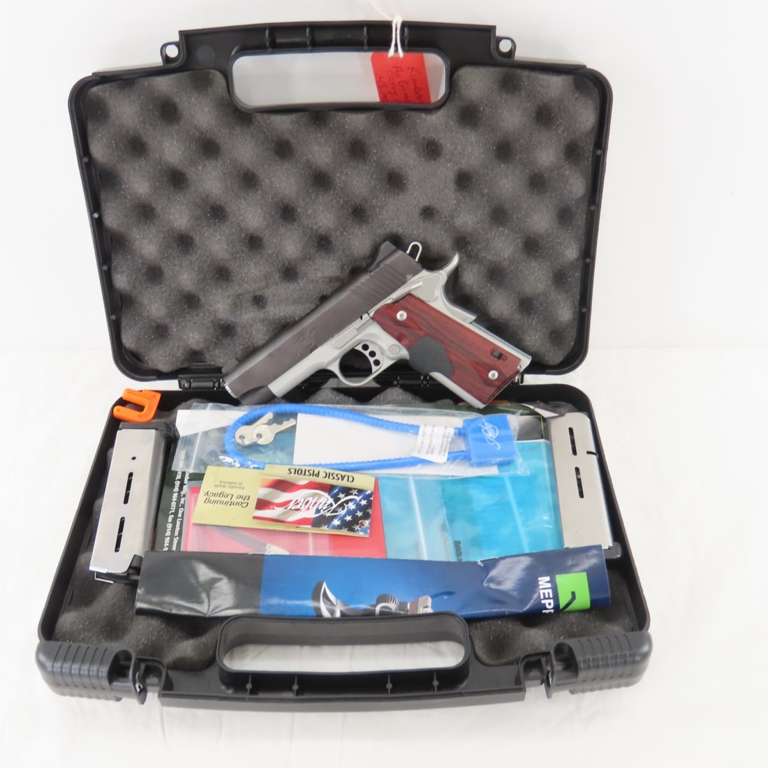 Kimber Pro Crimson Carry II 1911 .45 ACP Pistol: Kimber Pro Crimson Carry II 1911 .45 ACP Pistol - KR137866, 4" barrel, aluminum frame and steel slide, Rosewood Crimson trace Laser Grips, Crimson tracer laser sight, 2 Wilson Combat 7 round magazines