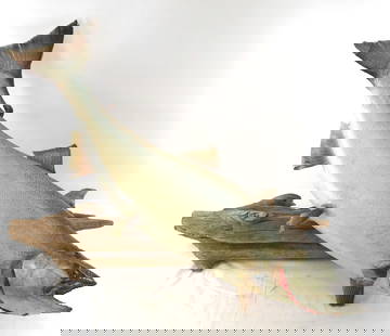 Vintage 40" Chinook Salmon Mount on Log: Vintage 40" Chinook Salmon Mount on Log - Shipping not recommended- fins already have some damage. Only 1 screw holding to log- so fish can be positioned where you want it Photos are part of