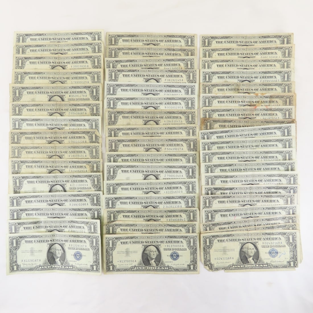 50 $1 US Silver Certificates, 2 are star notes (1 of 19)