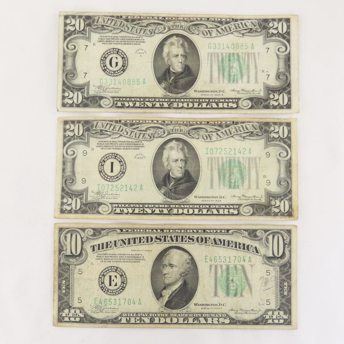 2 1934 $20 & 1 1934 $10 Federal Reserve Notes (1 of 20)