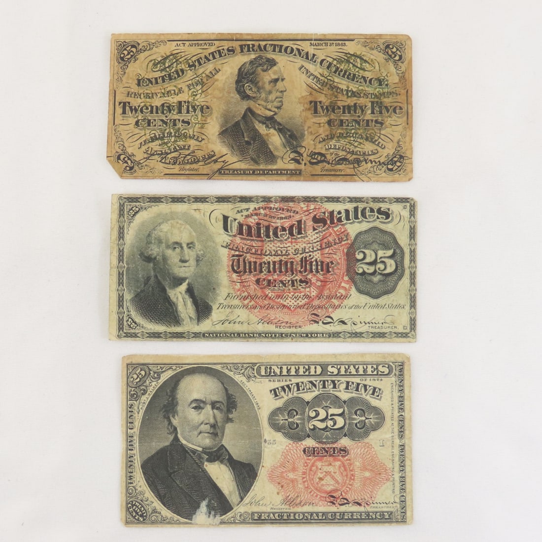 3 Different 25 Cent Fractional Currency Notes (1 of 8)