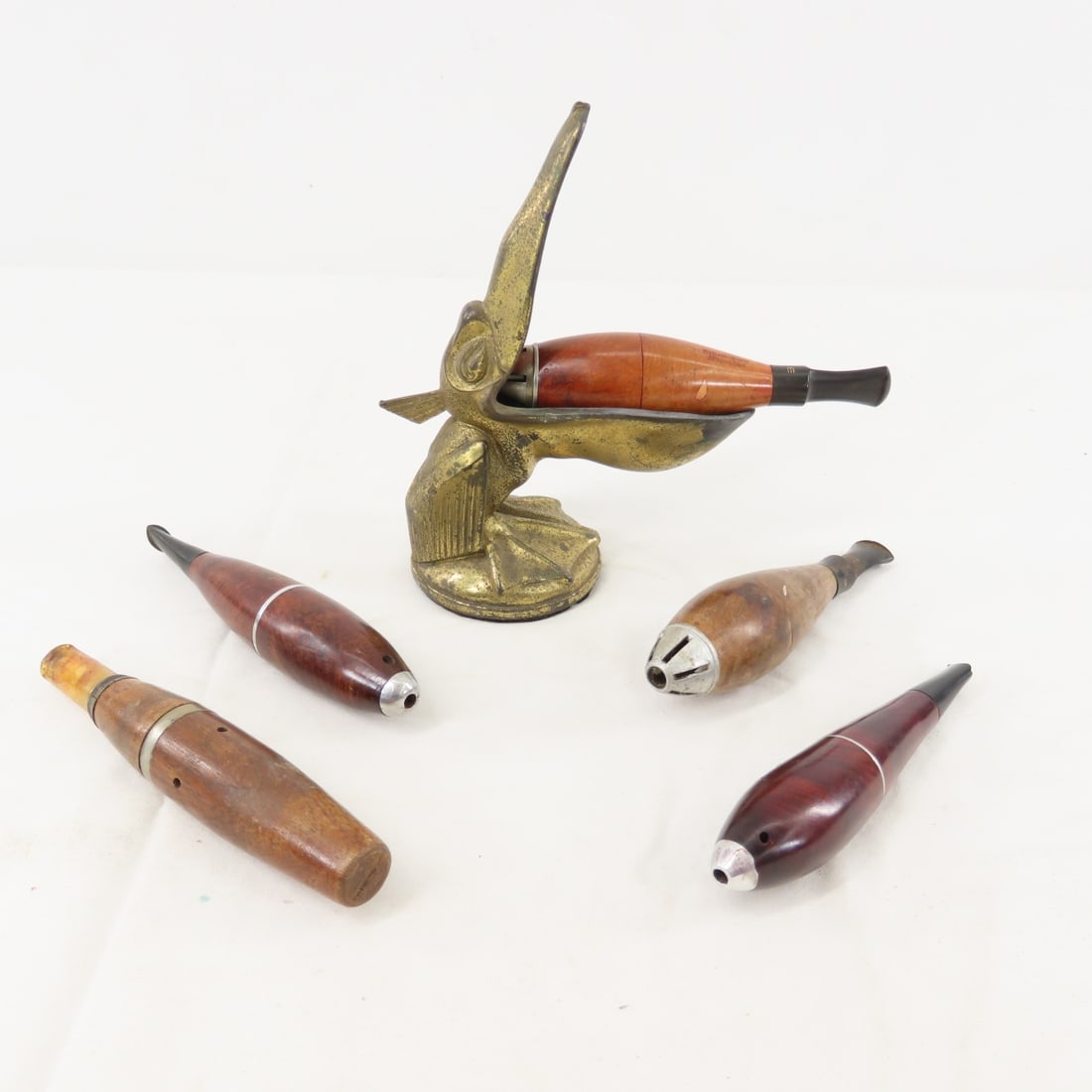 5 Vintage Cigar Pipes & Brass Pelican Holder (1 of 16)