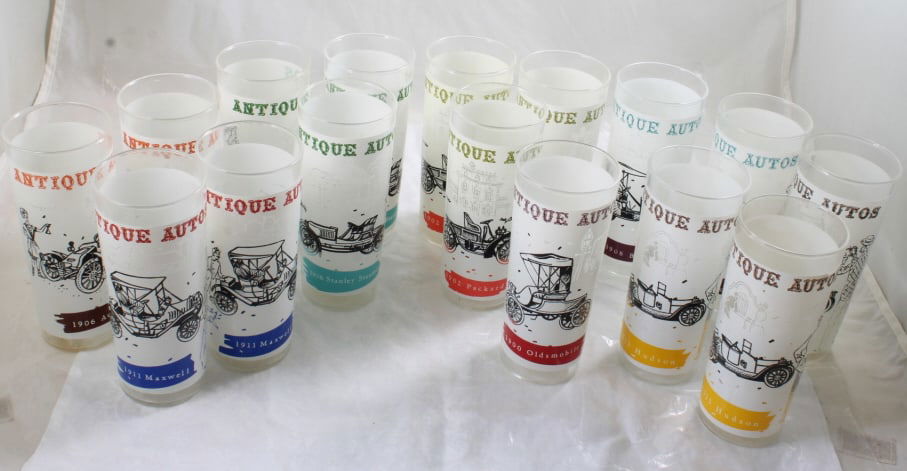 16 Antique Auto Car Highball Glasses (1 of 14)
