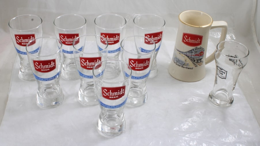 8 Schmidt Beer Glasses, Stein, 1 Country Club Malt (1 of 16)