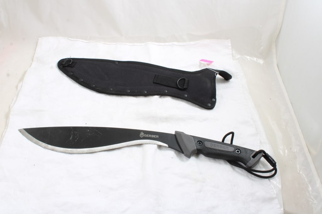 Gerber KUKRI Knife: Gerber KUKRI Knife - 19" long.. Photos are part of description- Live Auctioneers only shows 20 photos per lot, if there are more you can view them on Proxibid or bidding app. Please ask questions and 