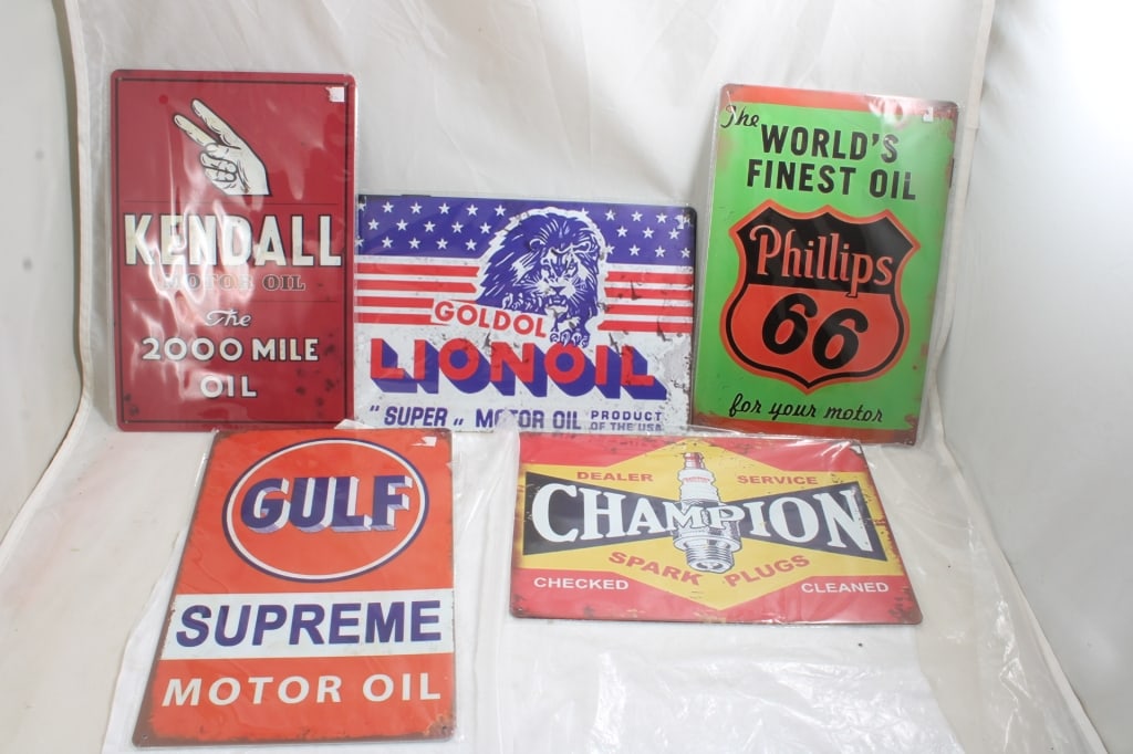 5 Motor Oil Advertising Signs 12" x 8" (1 of 15)