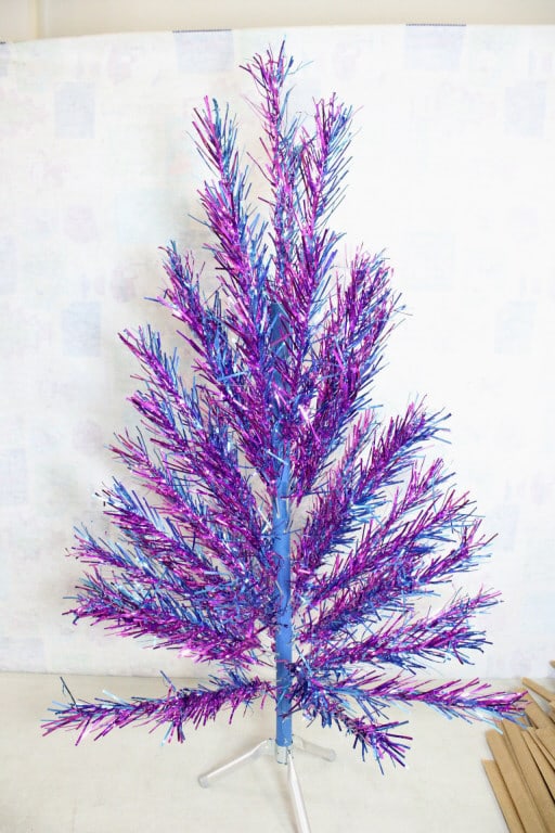 Evergleam RARE Burgundy & Blue Aluminum Xmas Tree (1 of 15)