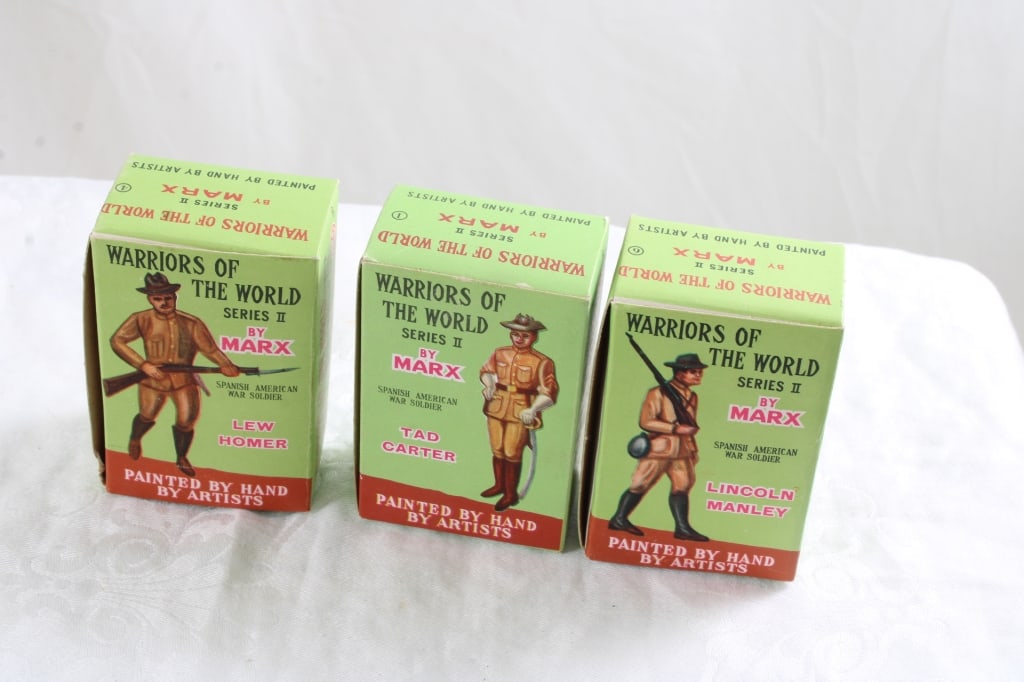 3 Marx Warriors of the World Series II in Boxes: 3 Marx Warriors of the World Series II in Boxes - Tad Carter, Lincoln Manley & Lew Homer.. Photos are part of description- Live Auctioneers only shows 20 photos per lot, if there are more you can view