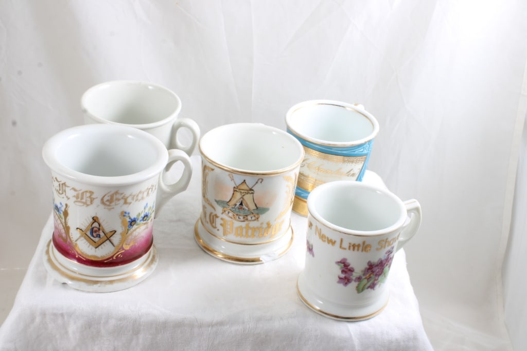 5 Antique Shaving Mugs -Limoges, France Germany (1 of 20)