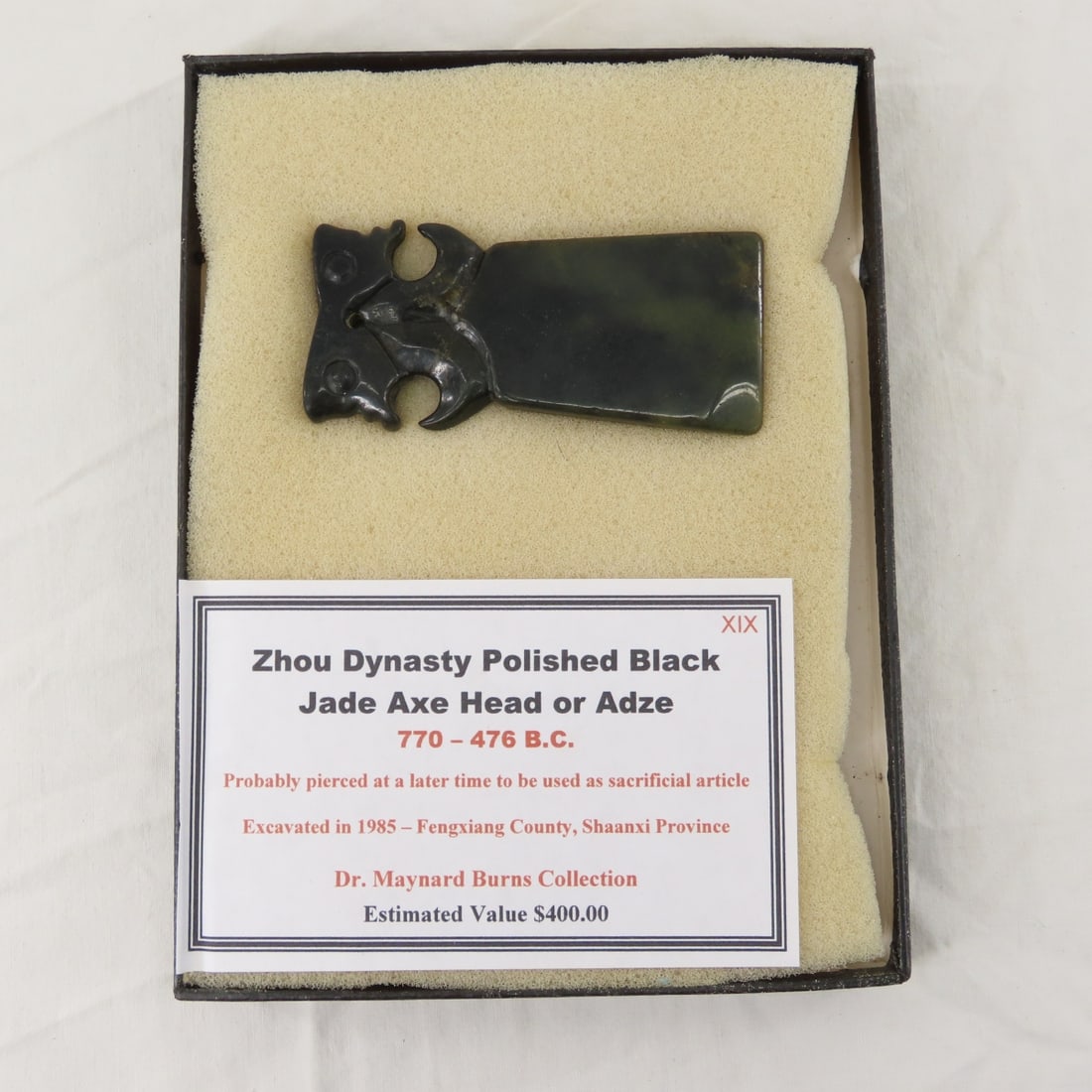 Chinese Zhou Dynasty Black Jade Axe Head, Adze (1 of 14)