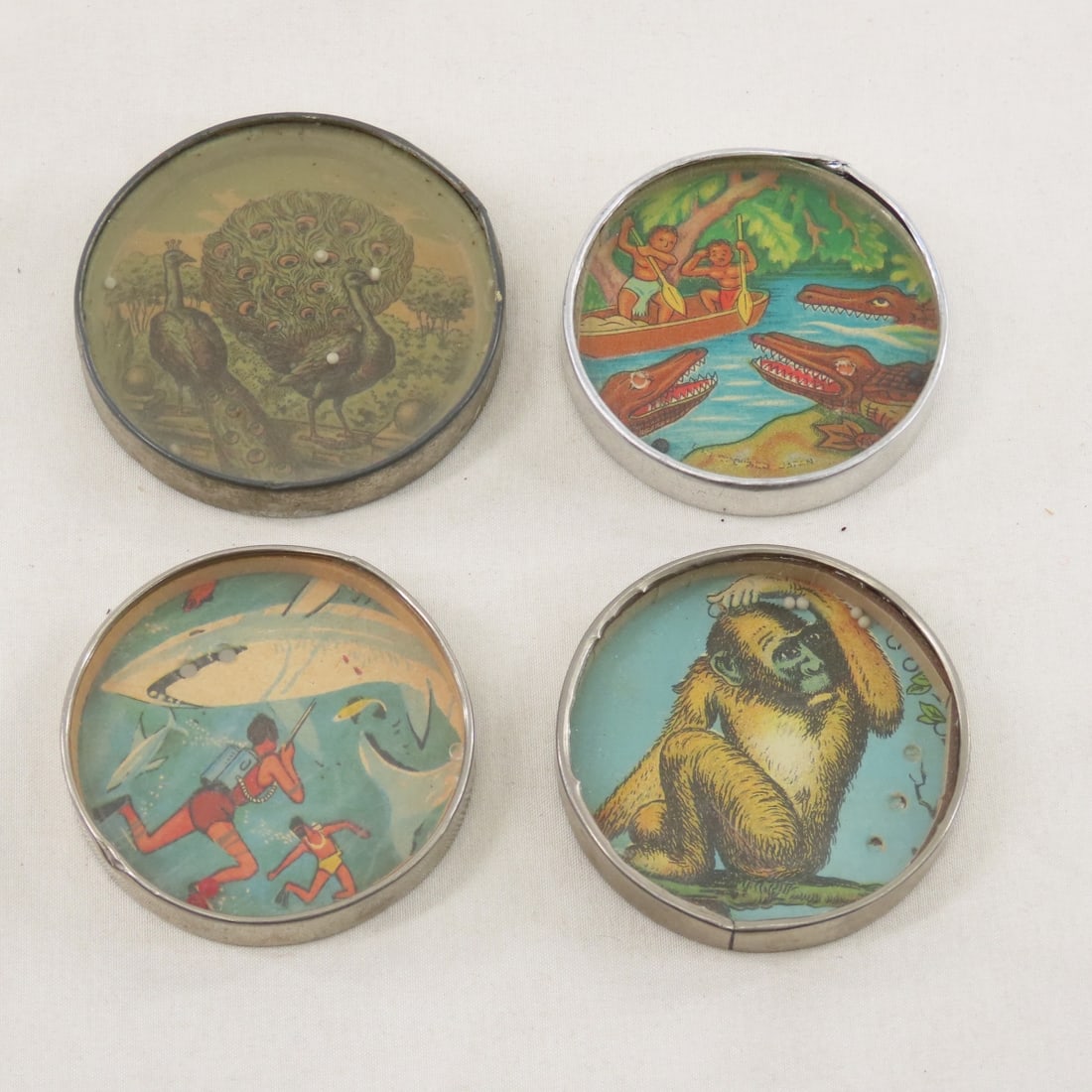 4 Vintage Mirror Back Dexterity Puzzles, Jungle (1 of 10)