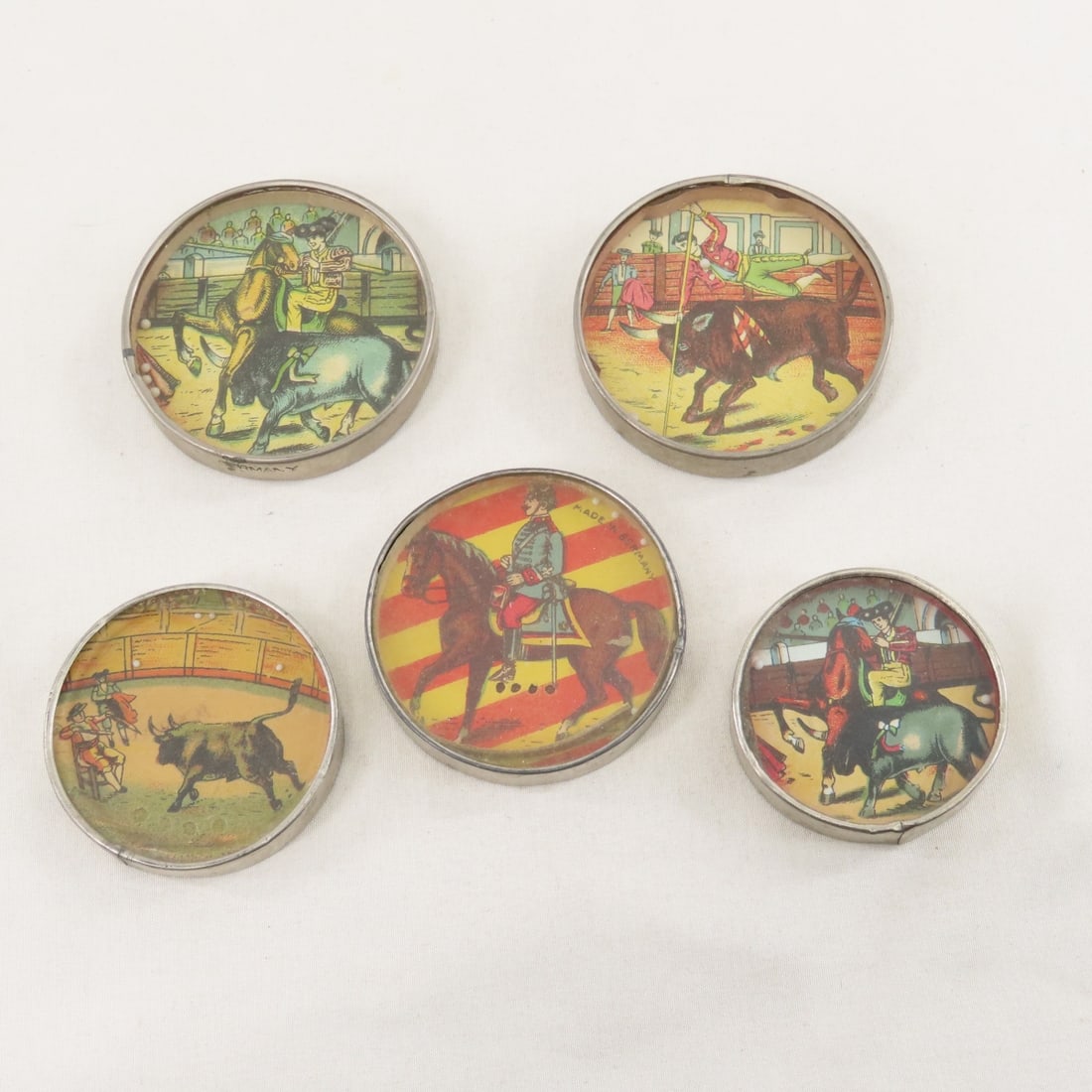 5 Vintage Mirror Back Dexterity Puzzles Bullfight (1 of 13)