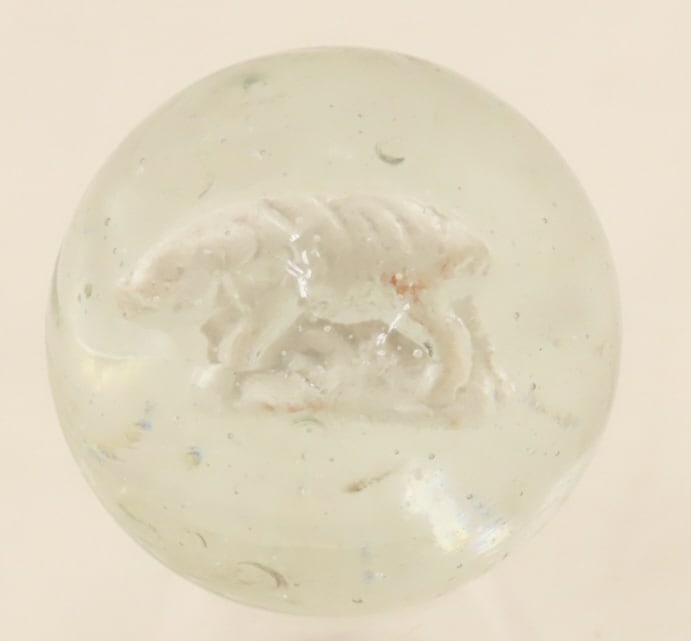 Vintage Pig/Hog Sulphide Marble, 1 7/16": Vintage Pig/Hog Sulphide Marble, 1 7/16" - Lot Size 3x3x3" 1lbPhotos are part of description. Please ask questions and read terms & conditions before bidding.