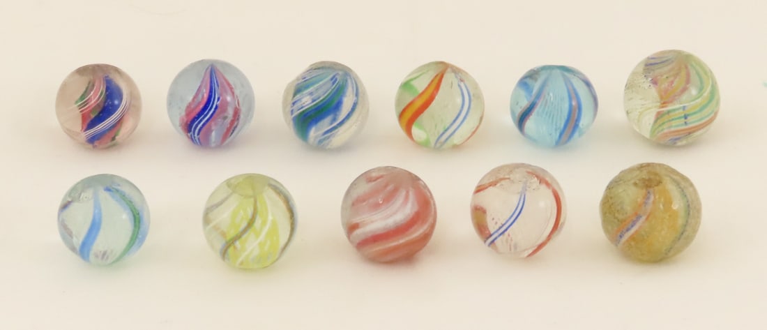 11 Vintage German Handmade Marbles - approx 5/8" (1 of 19)