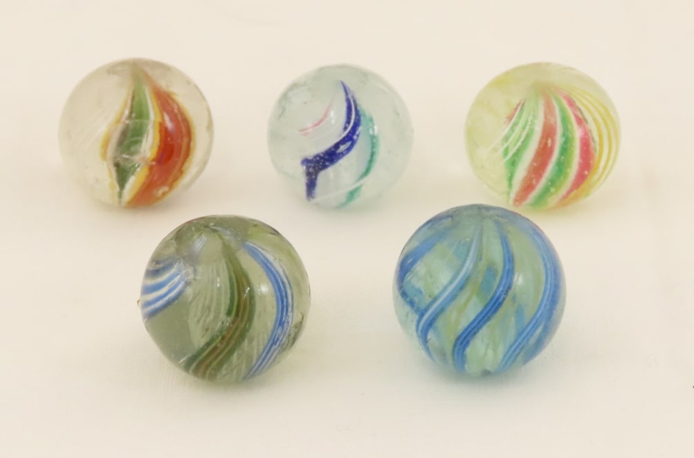 5 Vintage German Handmade Marbles - approx 3/4" (1 of 19)