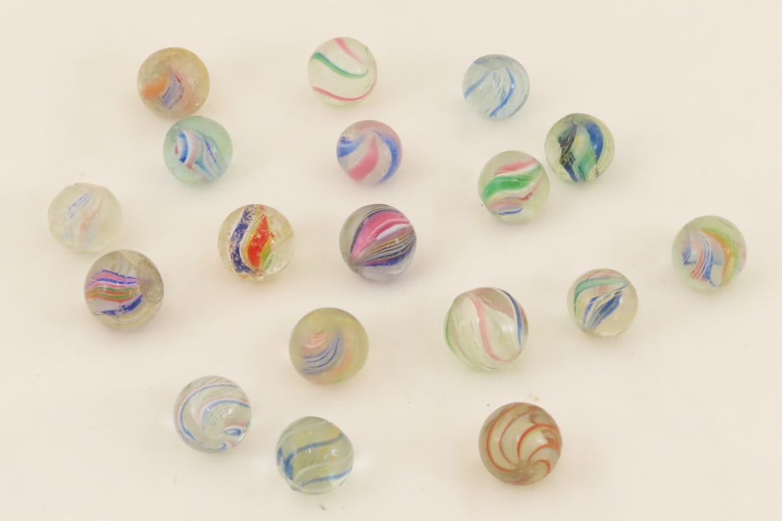 18 Vintage German Handmade Marbles - approx 1/2" (1 of 19)