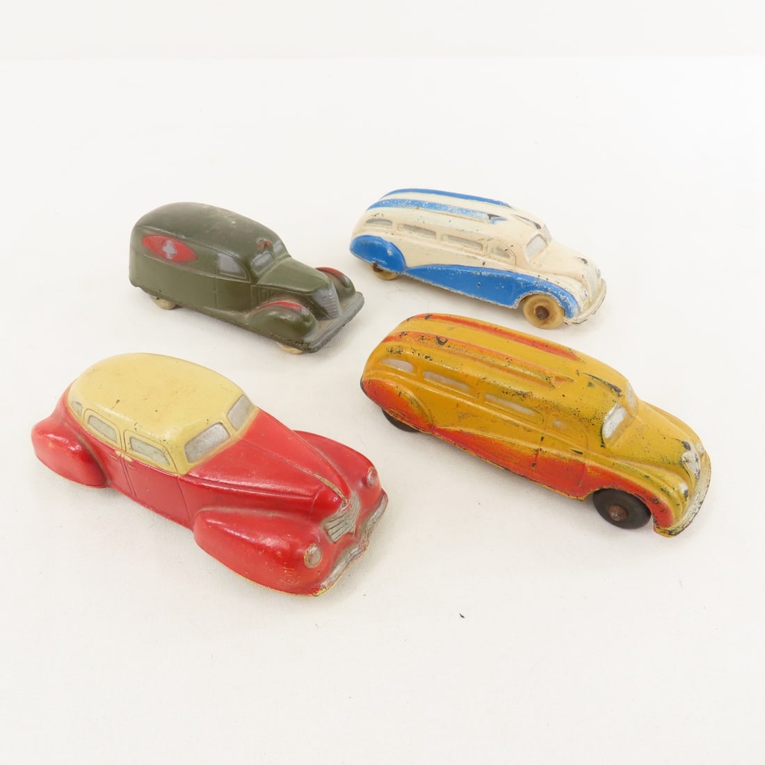 4 Sun Rubber Vehicles - 2 Buses, Military & Chevy (1 of 20)