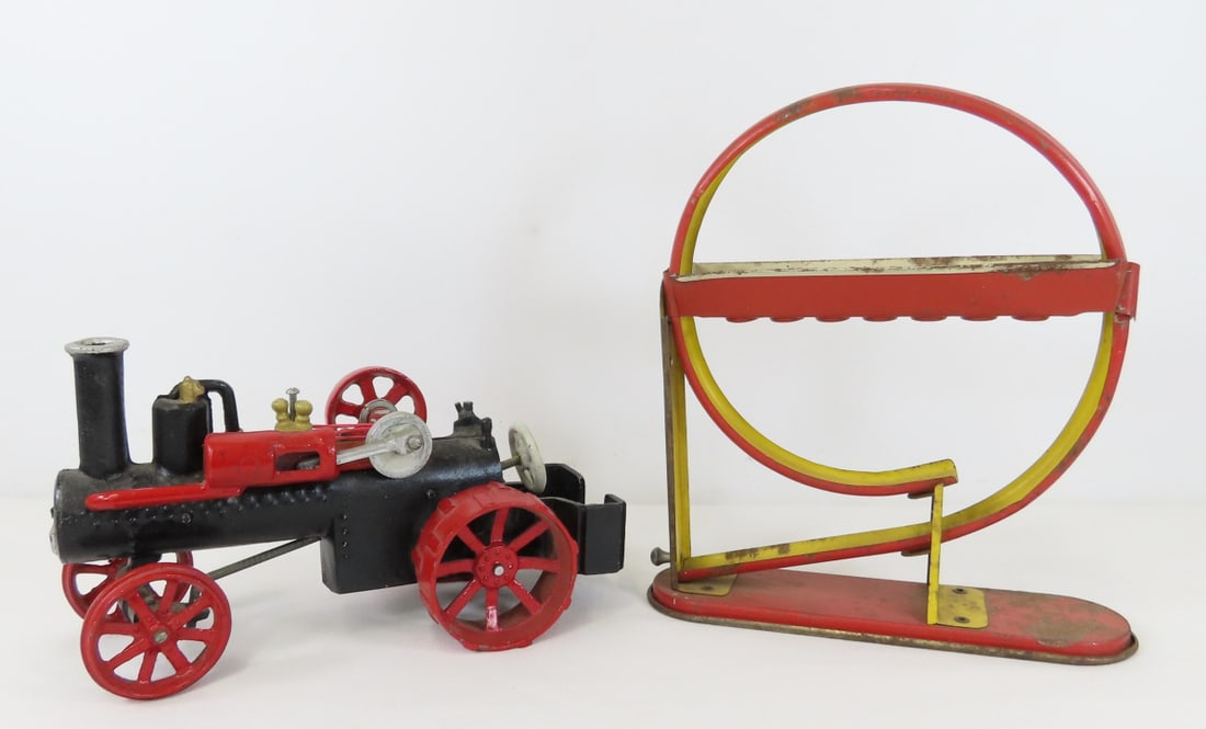 Vintage Cast Iron Tractor & Shoot-A-Loop Toy (1 of 13)