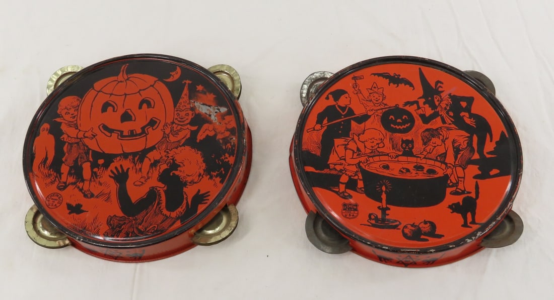 2 J Chein Tin Halloween Tambourine Noisemakers (1 of 15)