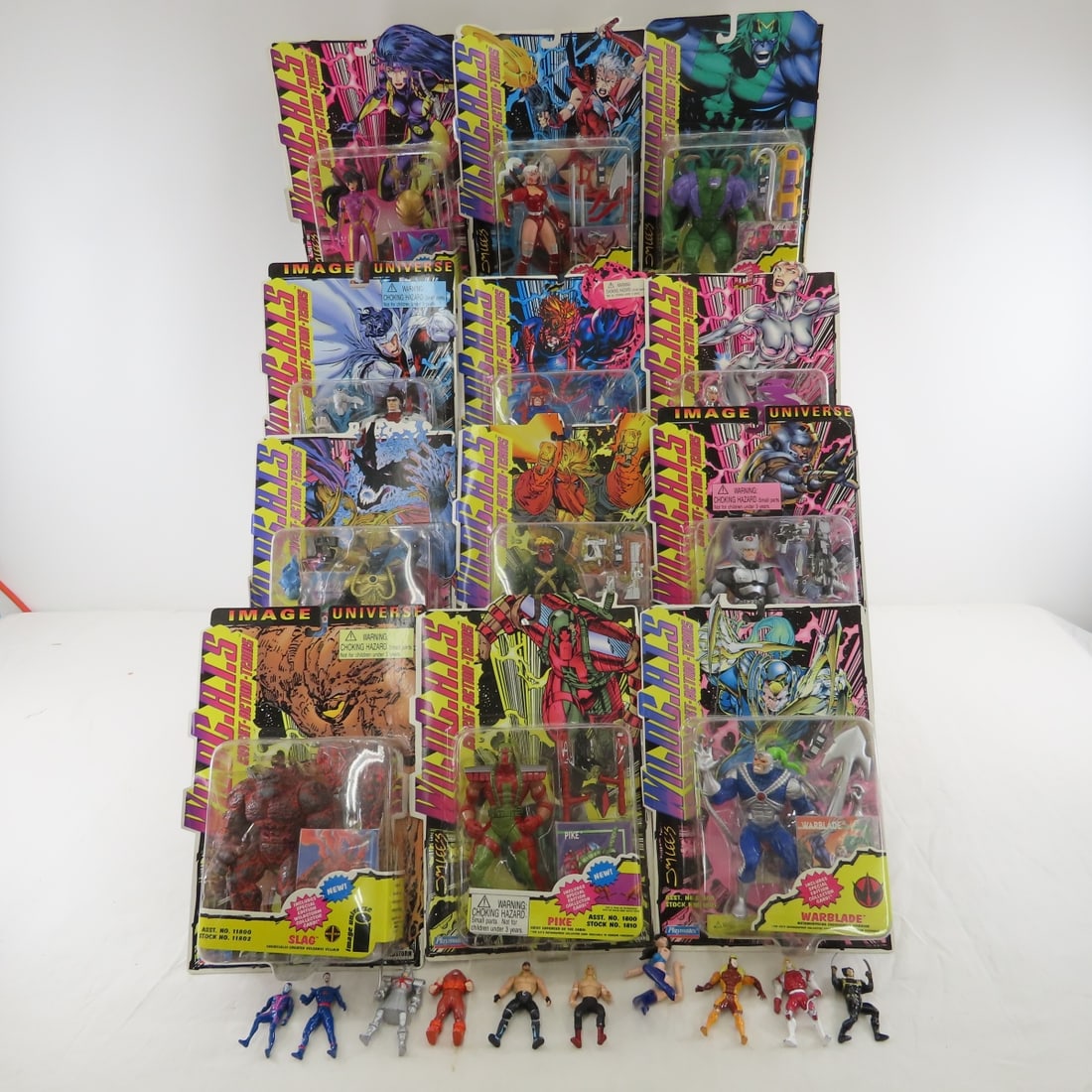 10+ Playmates Wild Cats Action Figures NIP & more: 10+ Playmates Wild Cats Action Figures NIP & more - Zealot, Voodoo, Maul, Void, Grifter, Warblade, ,Slag, Pike, Helspont, Black Razor, Spartan, Mr. Majestic & various smaller action figures. Largest p