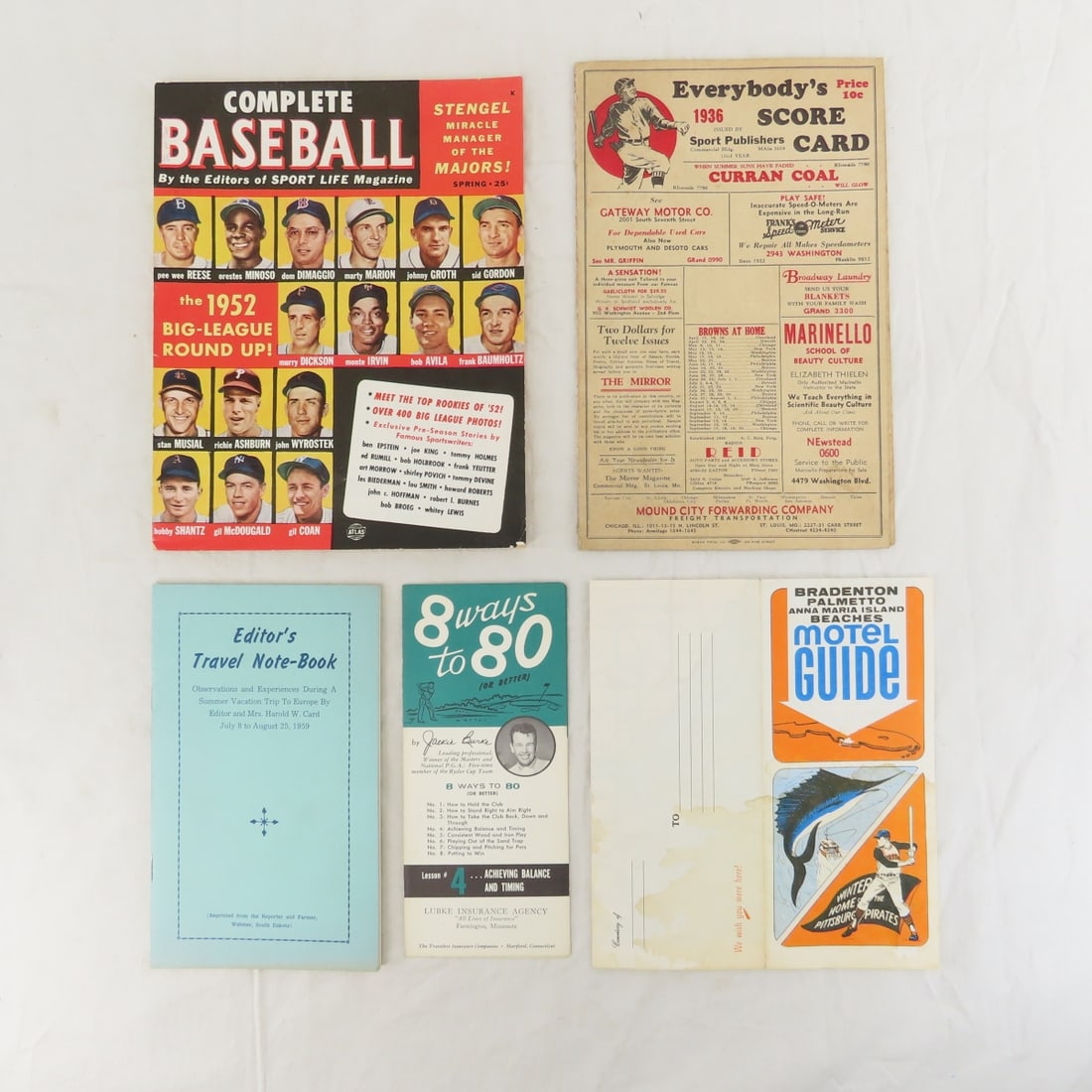1936 Brown VS Cards scorecard, 1952 Complete BBall (1 of 17)