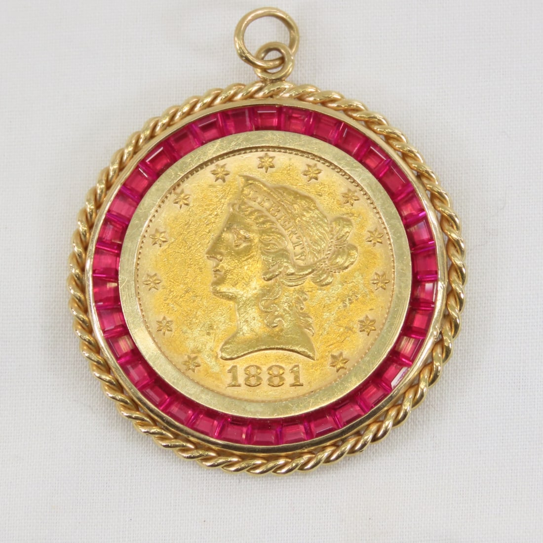 1881 $10 Gold Liberty in 14k pendant (1 of 4)