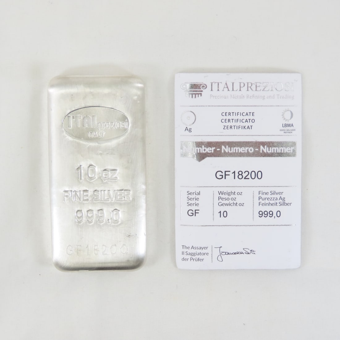 Italpreziosi 10ozt .999 Silver Bar with papers (1 of 4)