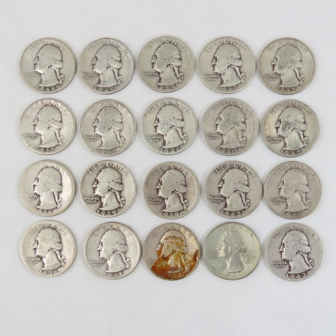 $5 face 1930s & 1940s Silver Washington quarters (1 of 10)
