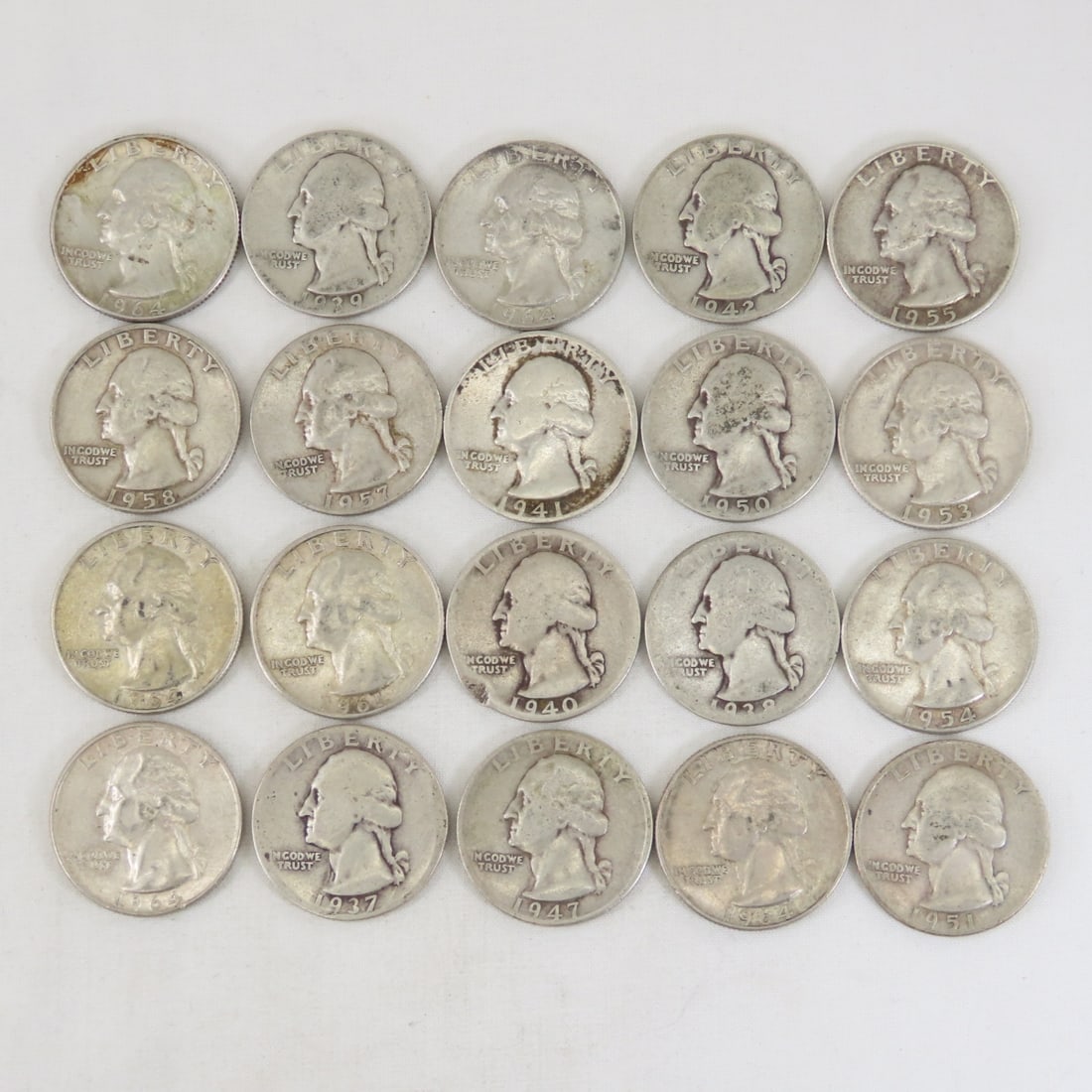 $5 Face Washington Silver Quarters 1930s-1964 (1 of 10)