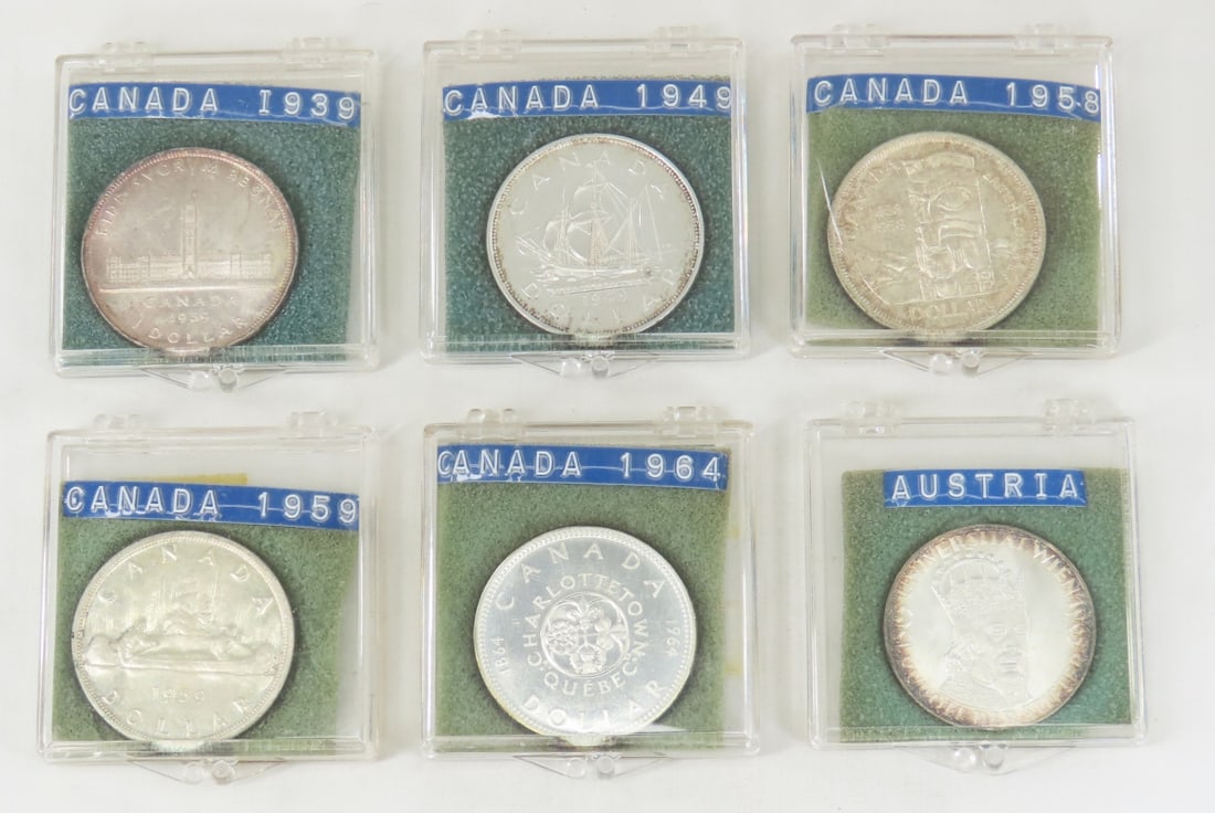 Canada 1939, 1949, 1958, 1959, 1964 Silver Dollars (1 of 7)