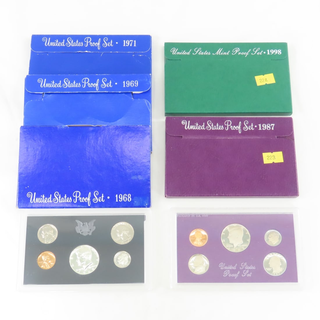 5 US Proof Sets 1968, 1969, 1971, 1987, 1998 (1 of 16)