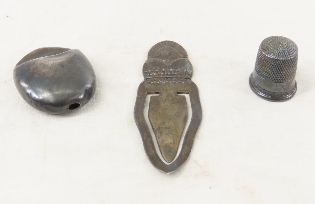Sterling Silver Whistle, Thimble & Bookmark (1 of 12)
