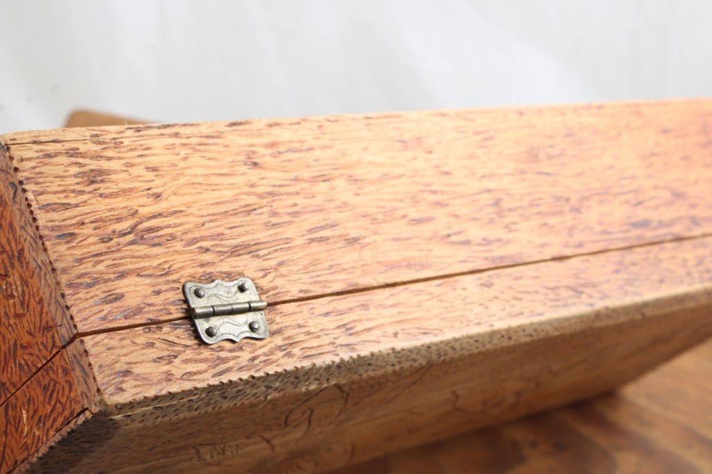 Wood Writing Desk, Flemish Floral Embossed Box and - 11