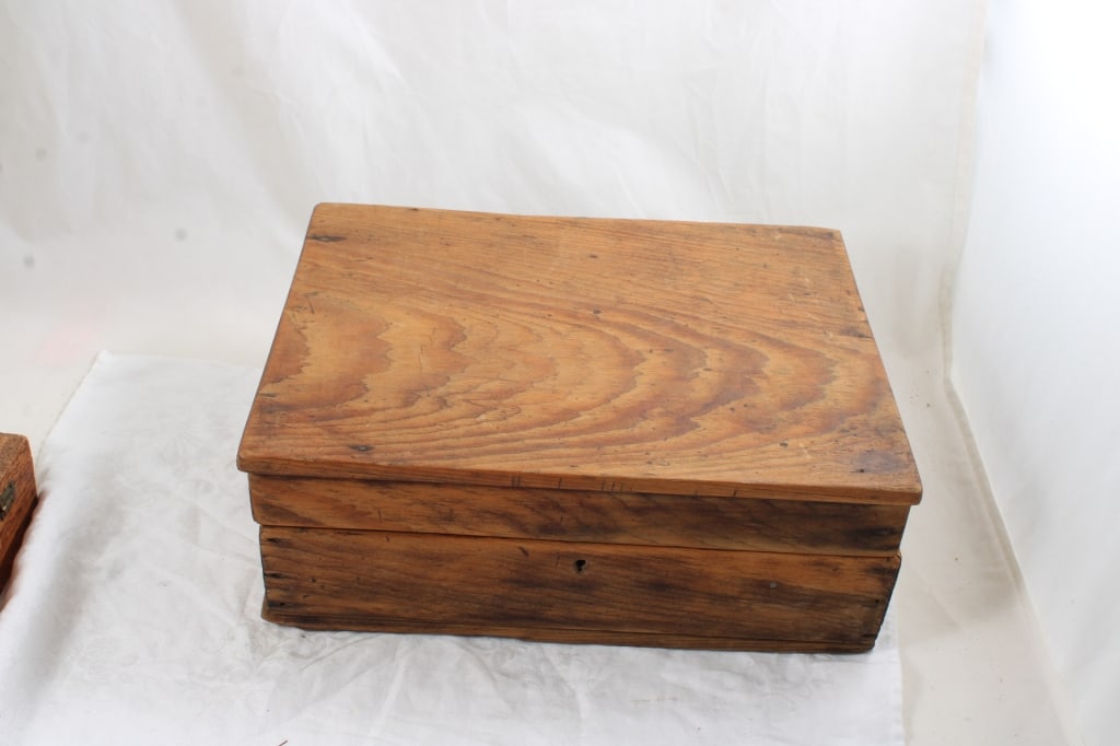 Wood Writing Desk, Flemish Floral Embossed Box and - 14