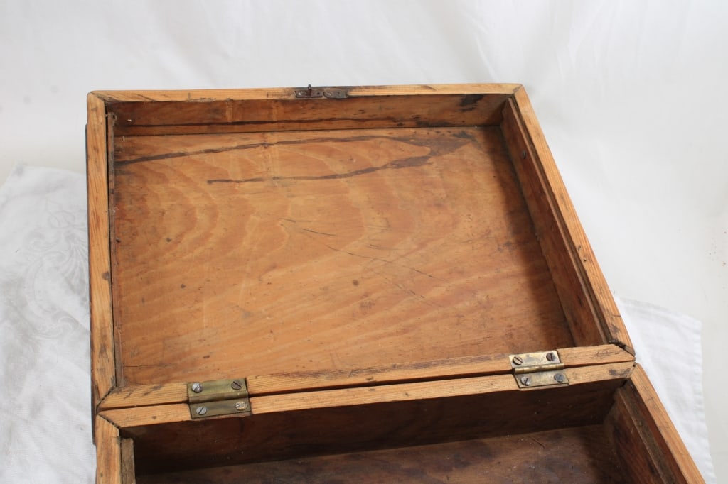 Wood Writing Desk, Flemish Floral Embossed Box and - 16