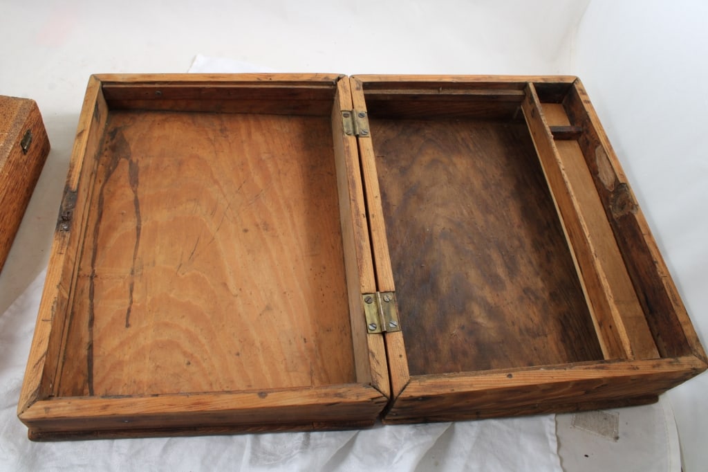 Wood Writing Desk, Flemish Floral Embossed Box and - 18