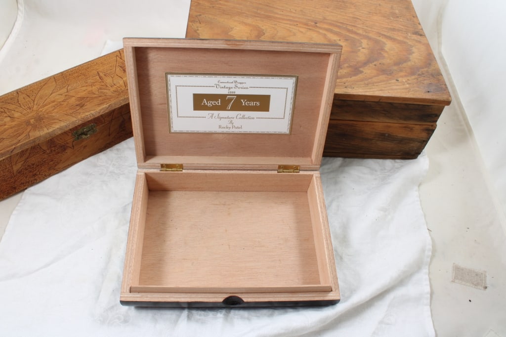 Wood Writing Desk, Flemish Floral Embossed Box and - 3