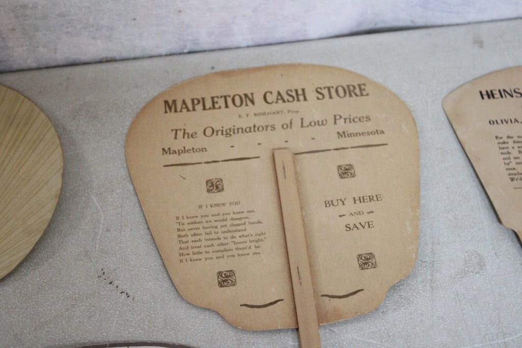 8 Antique Advertising Funeral Fans - 15