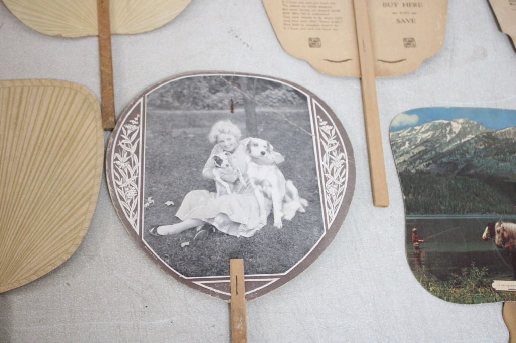 8 Antique Advertising Funeral Fans - 17