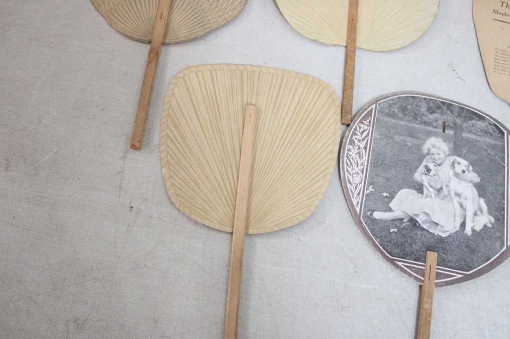 8 Antique Advertising Funeral Fans - 18